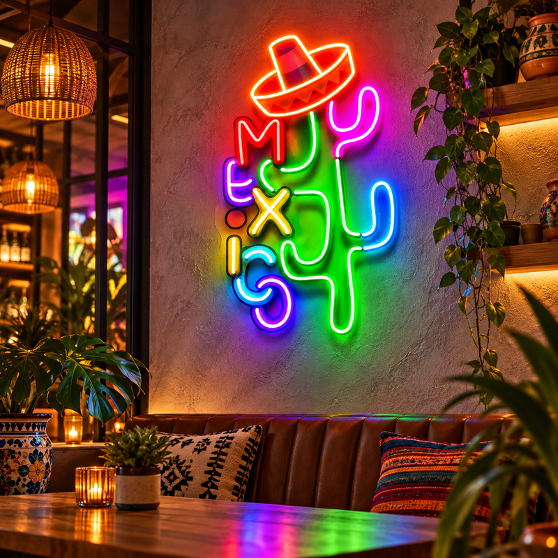 Colorful Mexican Theme Design Abstract Art LED Neon Sign Light Pop Art
