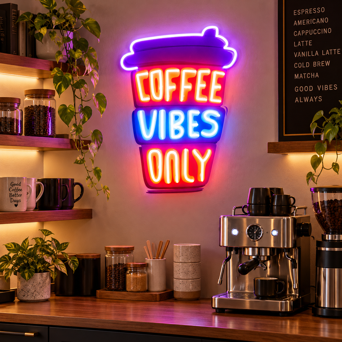 Coffee Vibes Only LED Neon Sign Light Pop Art