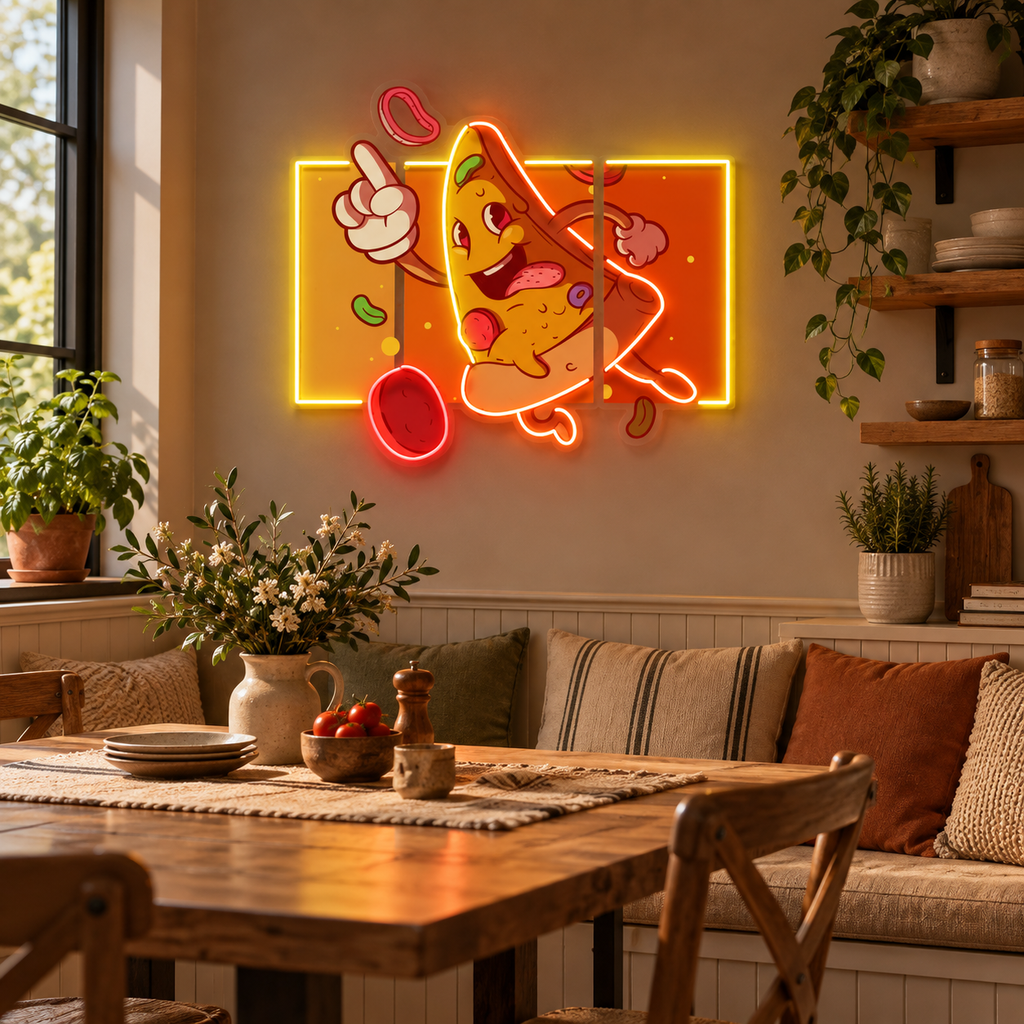 Cool Pizza Slice LED Neon Sign Light Pop Art – Funny Pizza Wall Decor