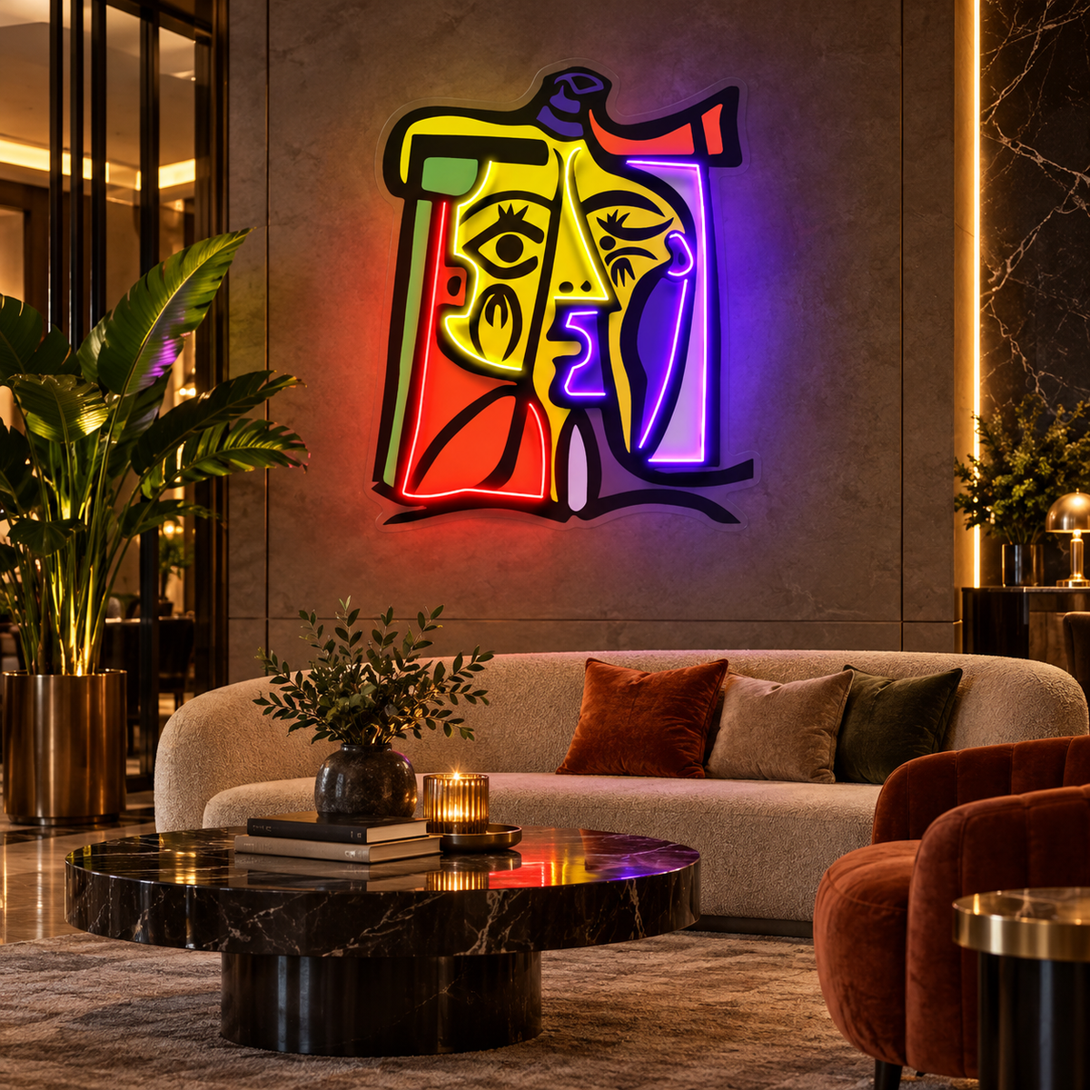 Colorful Girl Painting Abstract Art LED Neon Sign Light