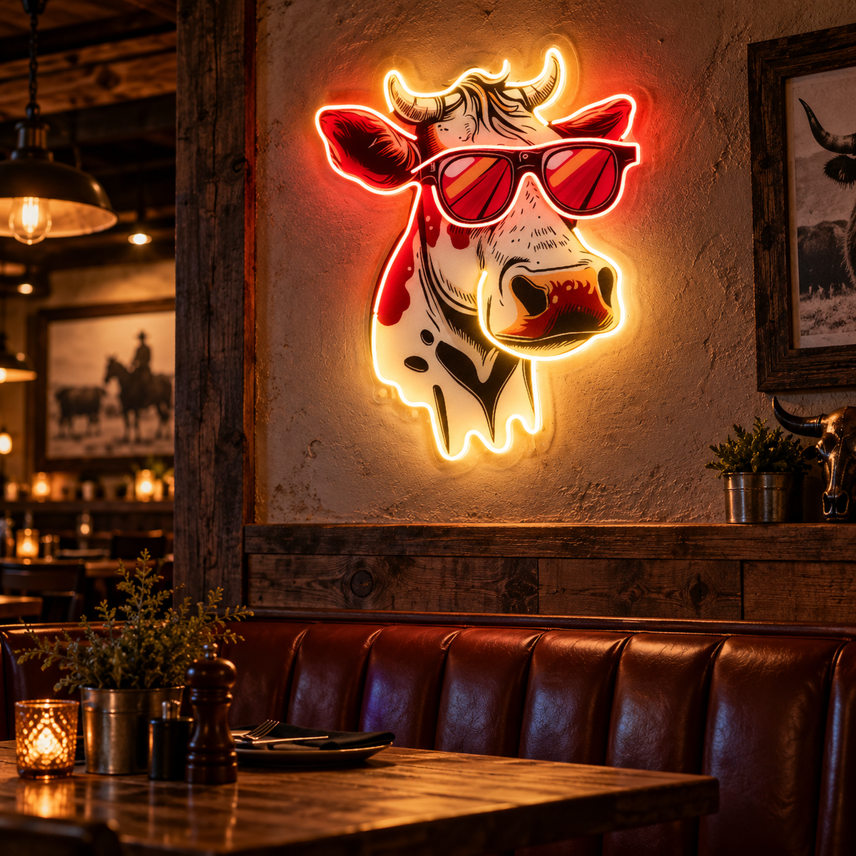 Cool Cow LED Neon Sign – Funny Farmhouse Wall Art