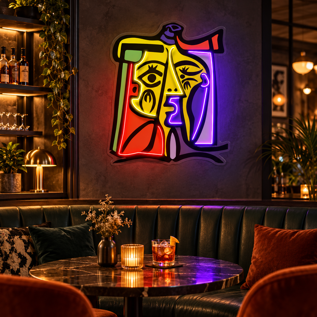Colorful Girl Painting Abstract Art LED Neon Sign Light