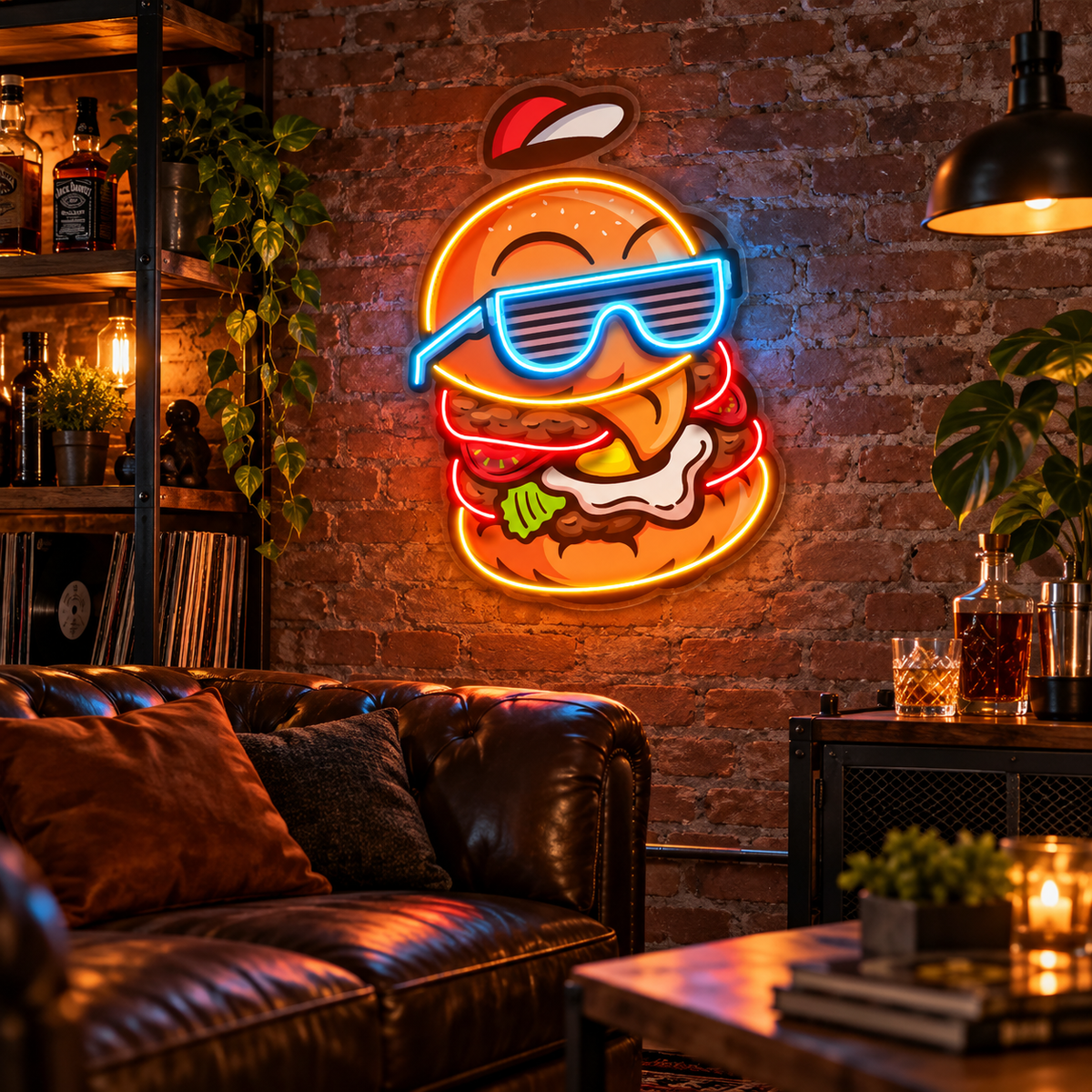 Cool Burger LED Neon Sign Light Pop Art – Funny Burger Wall Decor