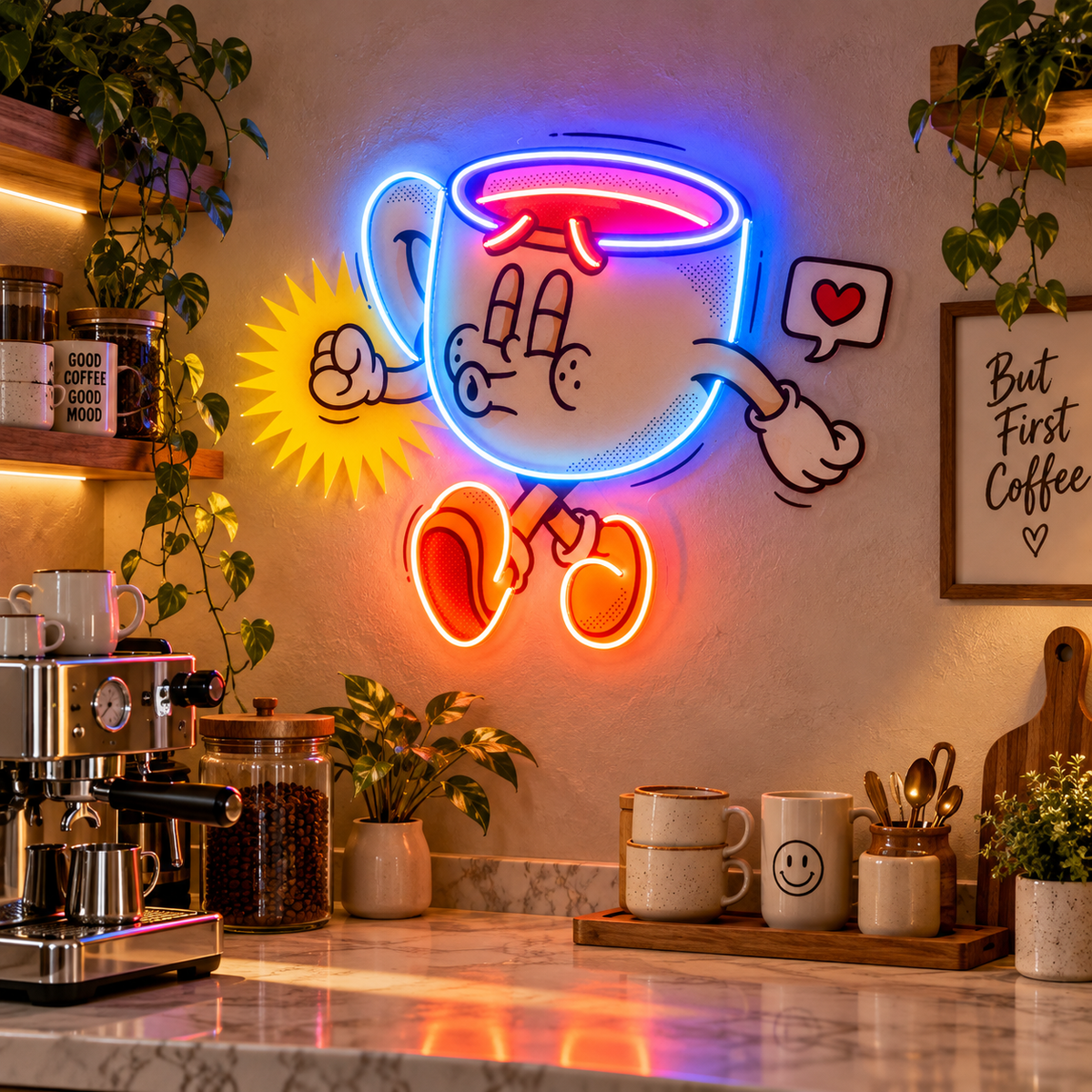 Coffee Cup Cute Trendy Retro LED Neon Sign Light Pop Art