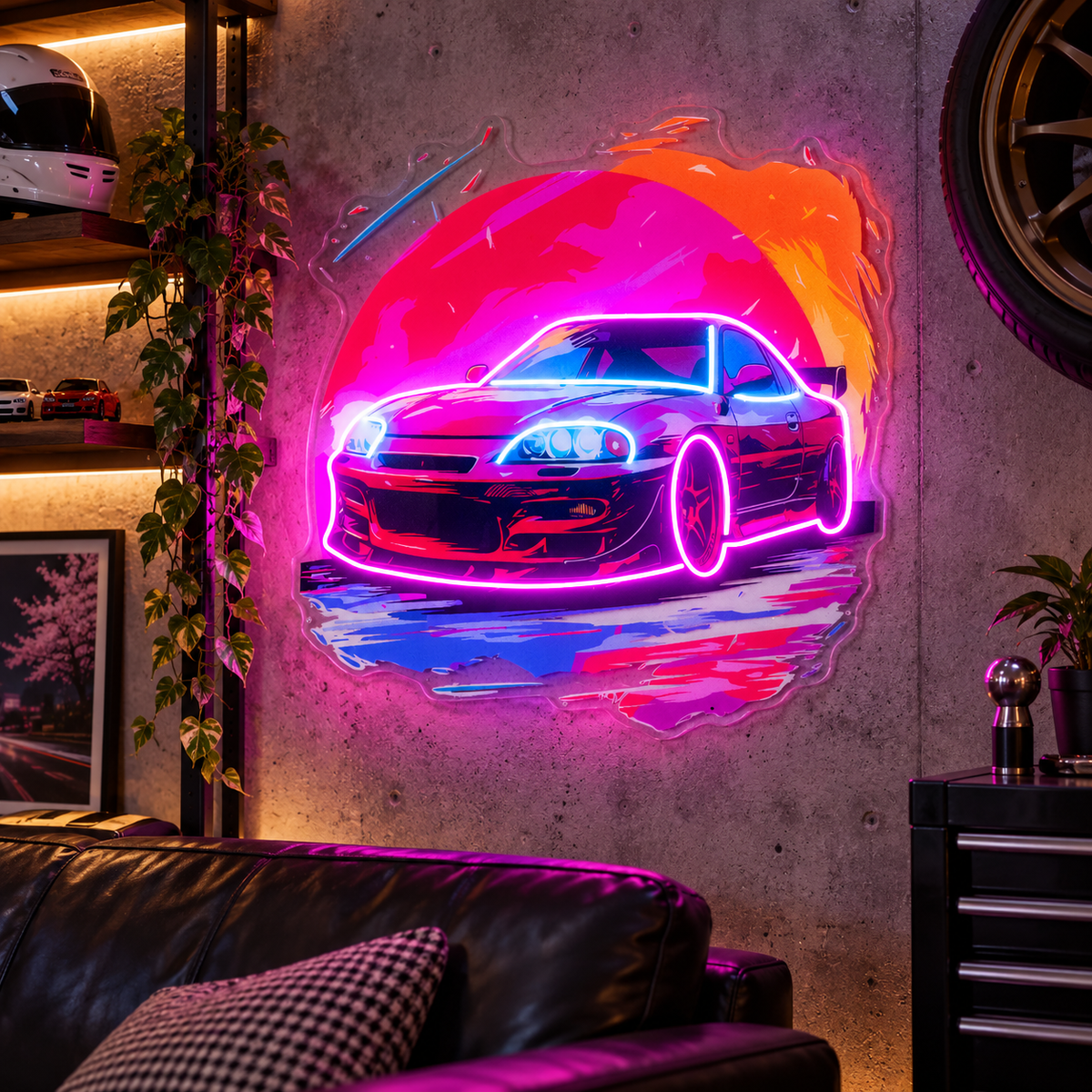 Colorful Car LED Neon Sign Light Pop Art