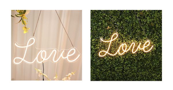How do you attach a neon sign to a wedding backdrop?
