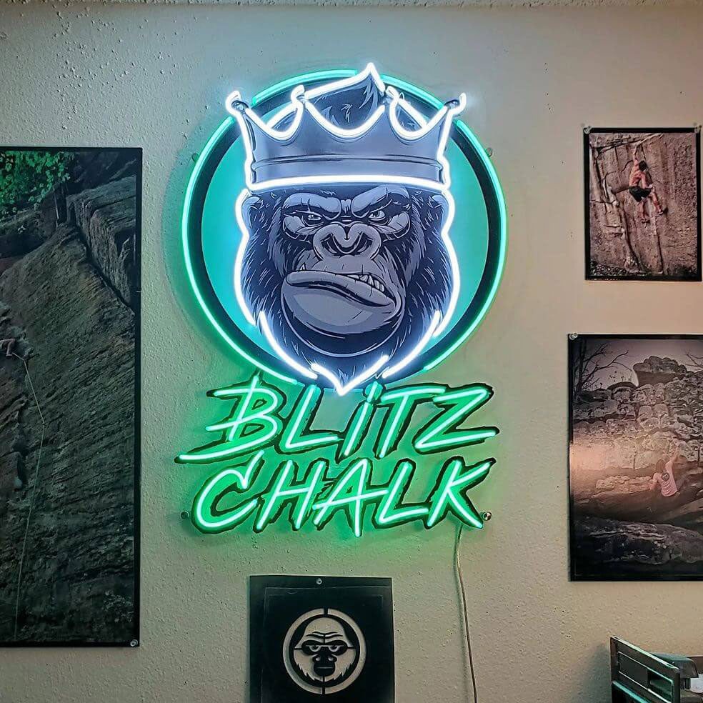 Blitz Chalk gorilla logo sign in blue and green